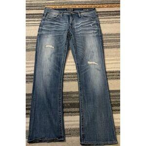 Salvage Buckle Mens Jeans 34L Distressed Mayhem Boot Cut Stitched Pockets